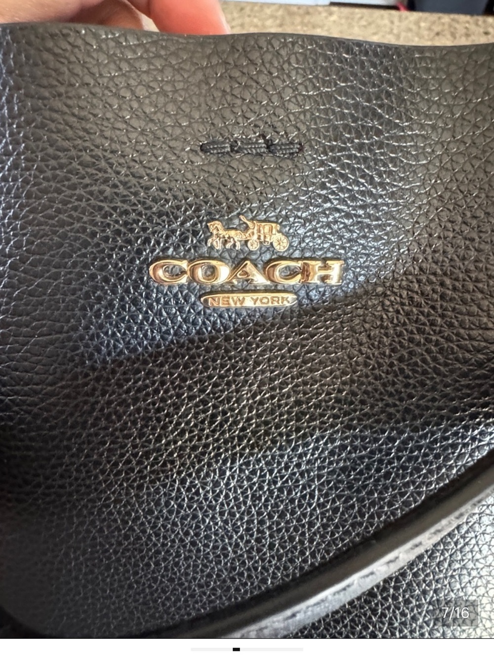 Coach Black Pebbled Leather Bucket Shoulder Bag with Gold Hardware - Picture 6 of 12